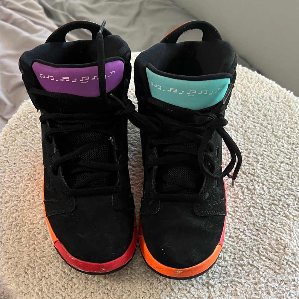 Jordan Kids Sneakers Black with Purple and Teal Accents